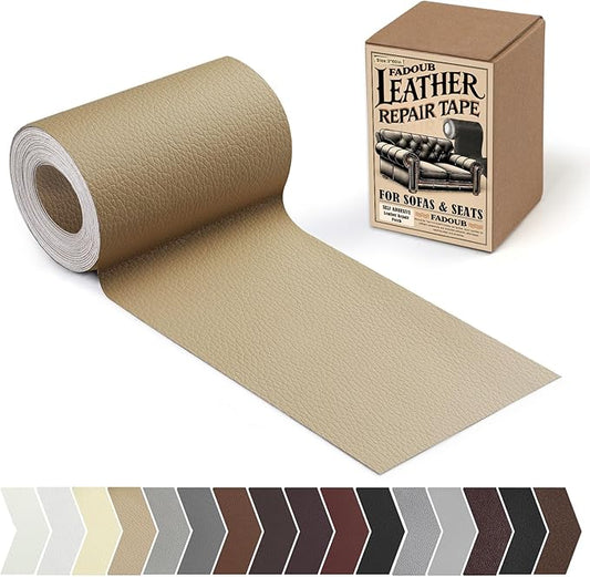 Leather Repair Patch, 3 x 60In Self Adhesive Leather Repair Tape Kit for Furniture, Couch, Sofa, Office, Car Seats, Car Interior,Vinyl Repair Kit (Khaki)