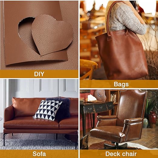 BSZHTECH Leather Repair Tape Self-Adhesive Leather Repair Patch for Couch Furniture Sofas Car Seats Advanced PU Vinyl Leather Repair Kit (RBrown, 17X79 inch)