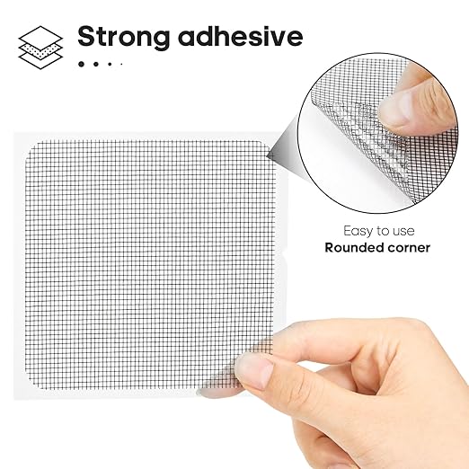 Secopad 14 Sheets Window Screen Patches Repair Kit, Black 3 Sizes Window Screen Repair Kit for Mesh Screen Door, Strong Adhesive Fiberglass Quick Screen Repair Tape