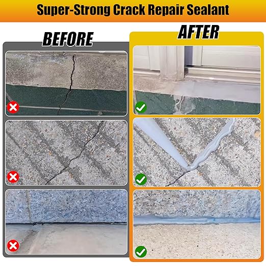 Concrete Crack Filler, 2 PCS Self-Leveling Cement Sealant, Quick-Drying Adhesive Repair for Driveways, Sidewalks, Patios, Outdoor Joint Filler, Gray