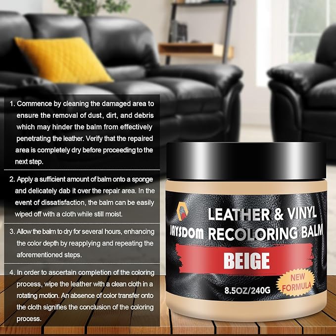 Leather Recoloring Balm – All-in-One Dye, Repair & Restorer Kit for Sofas, Car Seats, Bags, Shoes – Scratch & Fade Remover, Color Restorer Paint