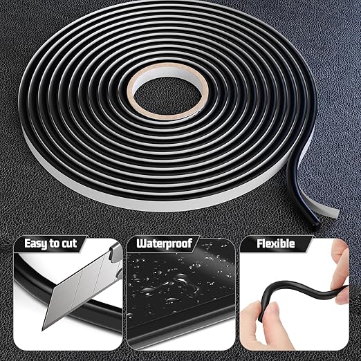 Butyl Sealant Tape 2PCS Butyl Rubber Tape for Installing Car Part, Windows, Doors and Windshield, Black, Waterproof
