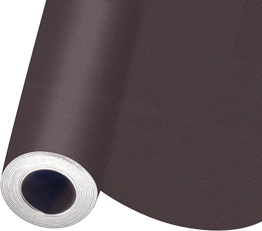 Self Adhesive Leather Repair Patch, Leather Patches for Furniture, Leather Repair Tape for Couch Sofa Car Seat Chair Furniture Repair, Leather Repair Kit (Dark Brown-Litchi Grain, 17X79 Inch)