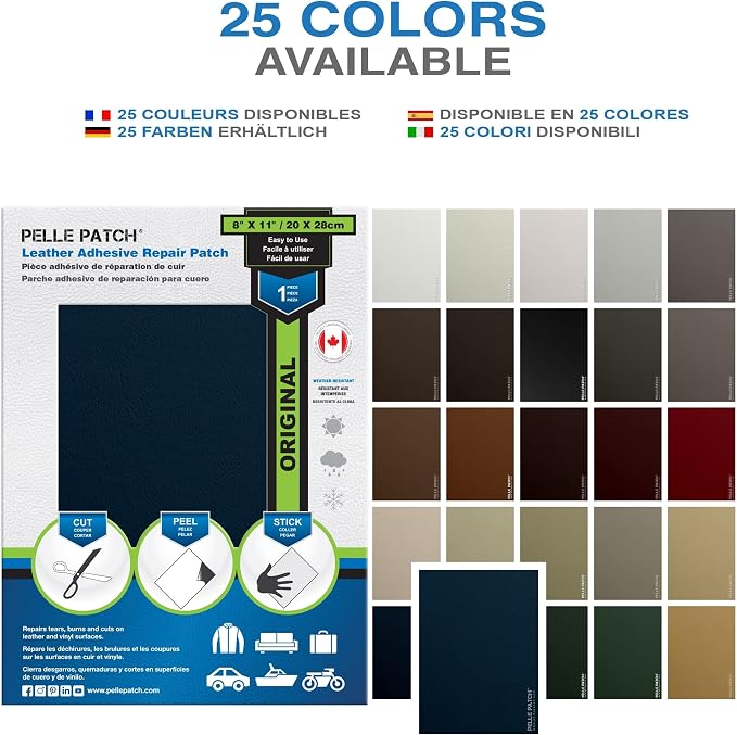 Leather Jacket Repair Kit - 25 Colors Available - Original 8x11 - Medium Blue