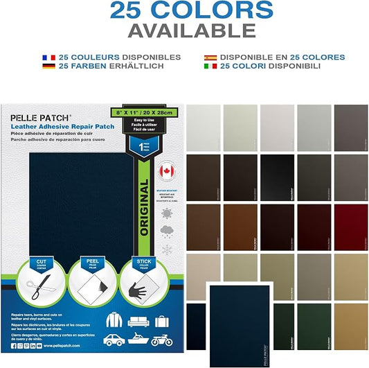 Leather Jacket Repair Kit - 25 Colors Available - Original 8x11 - Medium Blue