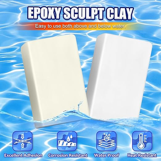 Pool Putty - 2 Part Epoxy Pool Putty for Leaks Underwater or Above, 12oz Pool Leak Sealer for Fixing Leaks, Cracks, Epoxy Pool Repair Kit for Tile, Concrete, Fiberglass, Cement and Other Surfaces