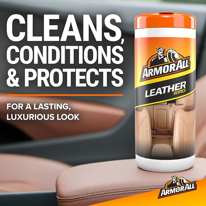 Armor All Leather Car Cleaner Wipes,Canister,Leather Treatment and Car Care,20 Count (Pack of 6)
