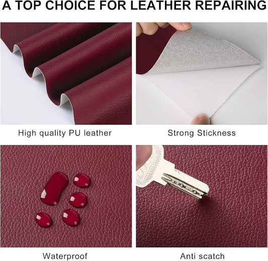 YAFLC Leather Repair Patch for Furniture, 4" x 63" Self Adhesive Leather Repair Kit Vinyl Repair Tape for Car Seat Sofa Jackets Couches Chair Fuchsia