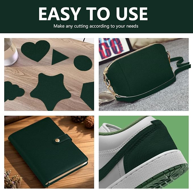 Leather Repair Patch 15.7x40 inch Large Self-Adhesive Leather Repair Tape Vinyl Leather Repair Kit for Sofa Car Seats Chairs Shoes Bags Damaged Leather Furniture (Green)