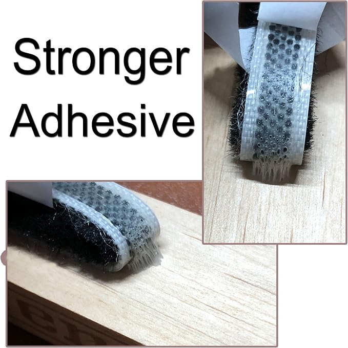 Weather Stripping Brush for Sliding Windows/Doors Frame Side,Pile Self Adhesive Weatherstrip Seal Strip Sealer Draft Stoppers (33ft x11/32 Backing x 3/16 Brush inch, Black)