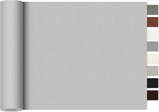 Leather Repair Tape,16 x 30 Inches Self Adhesive Leather Repair Patch，Leather Repair Kit for Furniture，Couches,Car Seats,Cabinets,Handbags(Fine-Grain Light Gray)