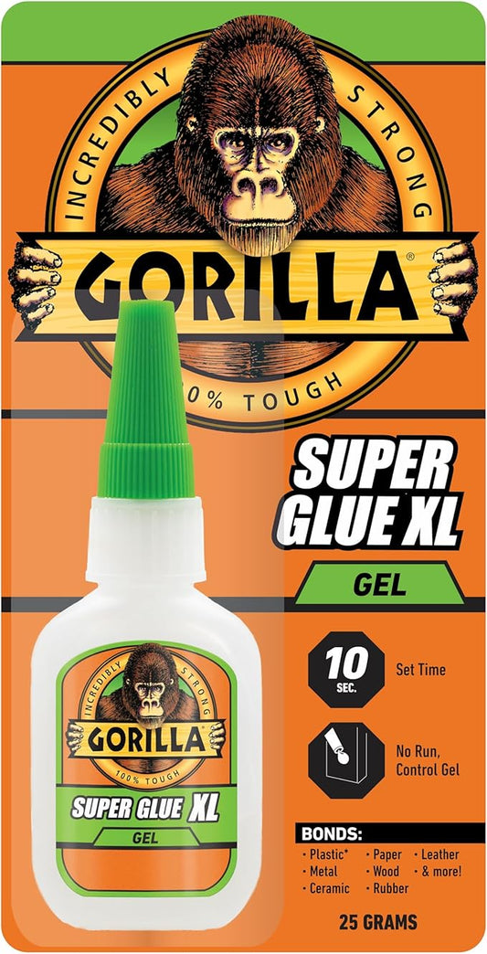 Gorilla Super Glue Gel XL, Clear 25g (Pack of 1) - Fast‑Setting, No‑Drip Control for Precise All‑Purpose Repairs