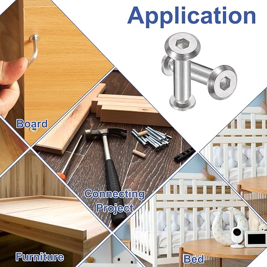 PATIKIL M6x6mm Hex Chicago Screws 8x75mm, 5Pcs 304 Stainless Steel Metric Hex Drive Socket Cap Binding Post Screw Posts for Scrapbook Leather Belt Album Furniture Repair, Silver