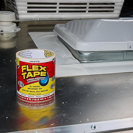Flex Tape, Original Thick Flexible Rubberized Waterproof Tape - Seal and Patch Leaks, Works Underwater, Indoor Outdoor - Home RV Roof Plumbing and Pool Repairs, White, 12 in x 10 ft, Pack of 2