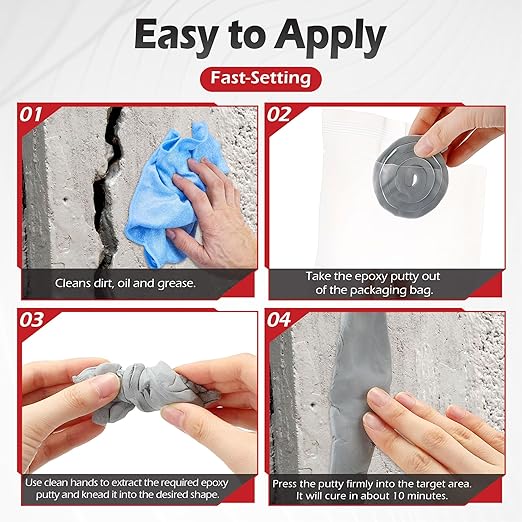 Moldable Silicone Putty, Non Hardening Multi Purpose Duct Seal Compound for Metal, Glass, Wood, Ceramic, Crafts, Heat Resistant and Waterproof, 1.5 ft x 0.32 in (Grey,2 Pack)
