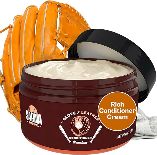 SARNA BASEBALL Glove Conditioner, Cream, 4 Oz – Break in Faster, Keep Leather Maintained – Glove Conditioner for Mitts & Softball Gear Made in USA