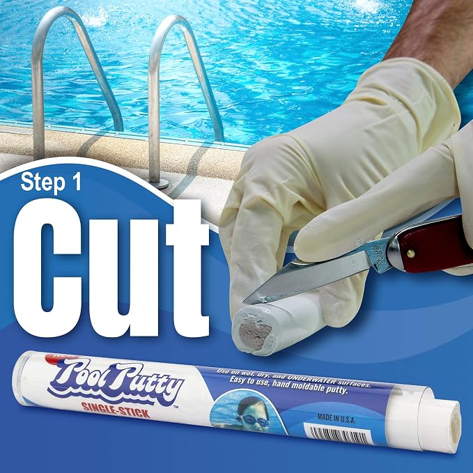 Single-Stick 2 oz | Pool & Spa Repair | Easy for Anyone to DIY | Works Underwater or Above | Fix Cracks Leaks in Concrete, Fiberglass & Other Surfaces | by Atlas Minerals