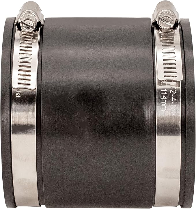 Fernco P1056-3/250 3-in. x 2.5-in. Cast Iron, Plastic and Steel Pipe Flexible Coupling Connector Adapter, 2-Pack