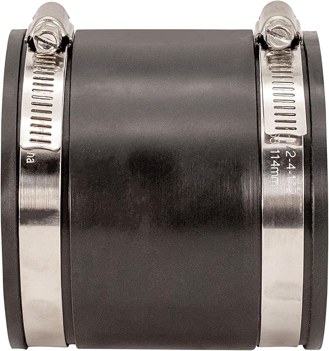 Fernco P1056-3/250 3-in. x 2.5-in. Cast Iron, Plastic and Steel Pipe Flexible Reducer Coupling Connector Adapter in Black