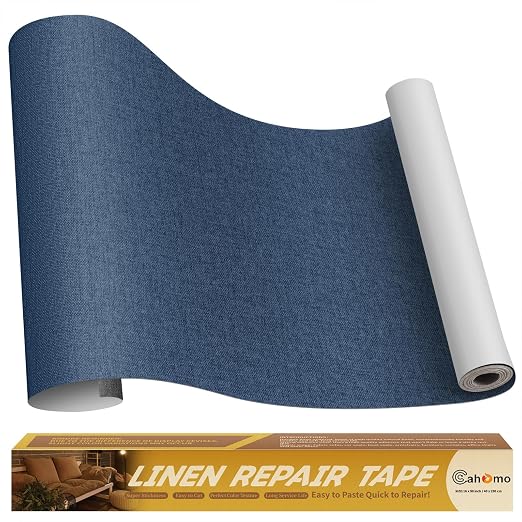 Linen Repair Tape 16x90 inch, Self Adhesive Fabric Patches, Couch Repair Patch Kit, Fabric Repair Tape for Furniture, Sofas, Carpet, DIY, Headboards, Chairs, Pillows, Linen Goods - Navy Blue