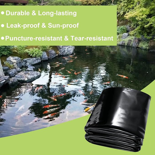 Adroiteet 10 x 20 FT Pond Liner, Fish Pond HDPE Liner, Pond Liners for Outdoor Ponds, Koi Ponds, Garden Fountain, Waterfall