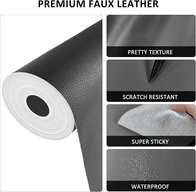 AOOTOOLINK Leather Repair Patch 35X79 Inch Self Adhesive Leather Repair, Large Leather Repair Tape for Couches, Furniture, Car Seats, Cabinets, Sofa, Handbags (Grey, 35X79 Inch)
