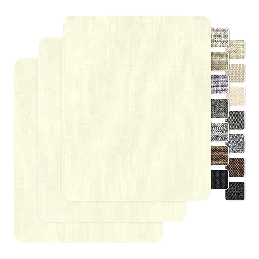 BESEZX Linen Fabric Repair Patch，3 PCS 9 * 11 Inch Self-Adhesive Couch Fabric Patch for Furniture, Sofa, Chair, Upholstery.(Fine,Off White)