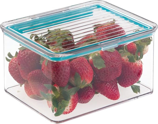 iDesign Plastic BPA-Free Pantry Food Storage Organizer Bin with Air-Tight Hinged Lid, 1.5 Quart Container for Kitchen, Fridge, Freezer, Cabinet, 5.5" x 6.6" x 3.7" - Clear
