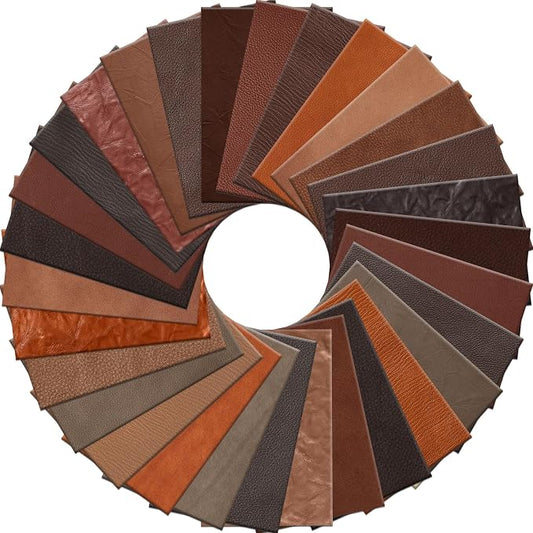 Amylove 30 Pcs Genuine Leather Scraps for Craft 12 x 7.8 Inch Tooling Leather Sheets Material(Brown)