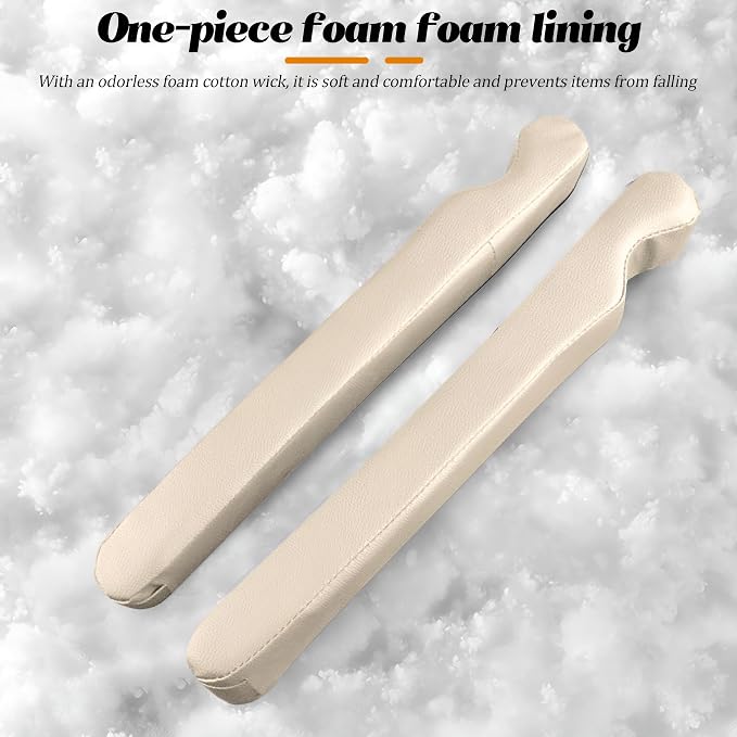 Car Seat Gap Filler, 2PCS Soft Foam Leather Vehicle Seat Crevice Blocker Stop Things from Dropping, Automotive No Drop Plug Guard Gap Stopper, Universal for Truck SUV RV (Beige)