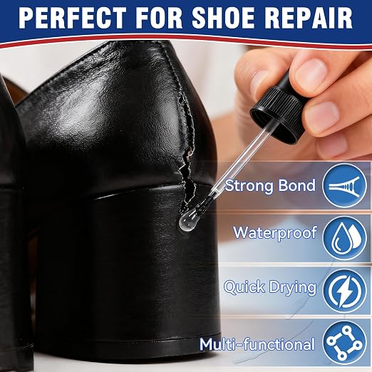 Shoe Glue, 30 g Clear Super Glue for Shoe Repair, Fast Curing & Waterproof Adhesive for Repairing Boots, Sneakers, Heels, Hiking Shoes, Leather Handbags and More