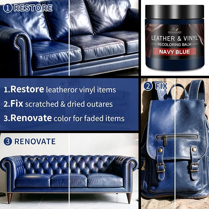 Leather Recoloring Balm and Leather Repair Kit for Furniture, Leather Dye for Couches, Car Seats, Leather Paint & Stain for Sofa, Chairs, Bags, and More
