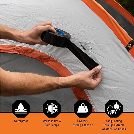Gorilla All Weather Duct Tape, Black, 1.88" x 25 yd | UV Resistant | Waterproof | For Outdoor Repairs | 2-Pack, Pack of 6