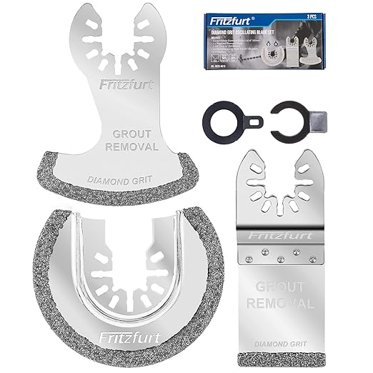 3 Pcs Diamond Oscillating Tool Blades, Grout Removal Blade for Oscillating Tool, Removal and Soft Tile Cut, Semi Circle Finger Segment Swing Grit Grout Oscillating Saw Blades