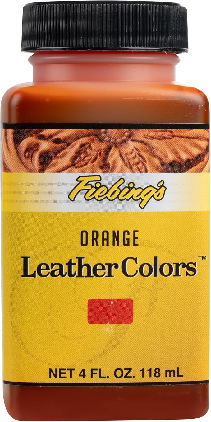 Fiebing's LeatherColors (4 Fl Oz, Orange) - Leather Dye for Natural Leather - Water-Based, Non-Flammable Formula - Permanent & Penetrating Color for Shoes, Boots, Furniture - Safe for Institution Use
