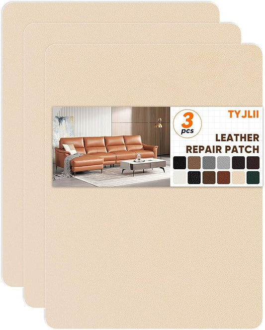Leather Repair Patch Self Adhesive,8.3″ x 11″ Vinyl Patch Kit,Leather Repair Kit for Furniture,Car Seat,Couch,Office Chair.（Beige）