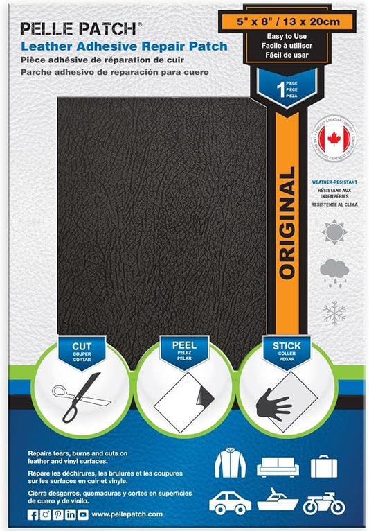 Leather Car Seat Repair Kit Black - 25 Colors Available - Original 5x8 - Black