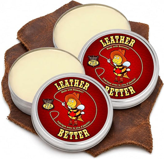 Leather Better All Natural Leather Furniture Cleaner and Conditioner, 10.04 oz - Beeswax, Tallow & Jojoba Oil/Conditions, Softens & Restores Leather Sofas, Boots, Car Seats, Saddles & Bags | Deeply conditions for 3+ months, Eco-Friendly Recyclable Tin,...