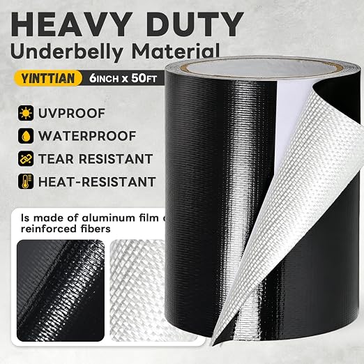 6 Inch x 50FT RV Underbelly Tape, Heavy Duty Waterproof Heat-Resistant | Outdoor Repair Patch for Awning, Tarp, Sail and Boat Cover, Permanent Seam Tape for RV Camper Mobile Home