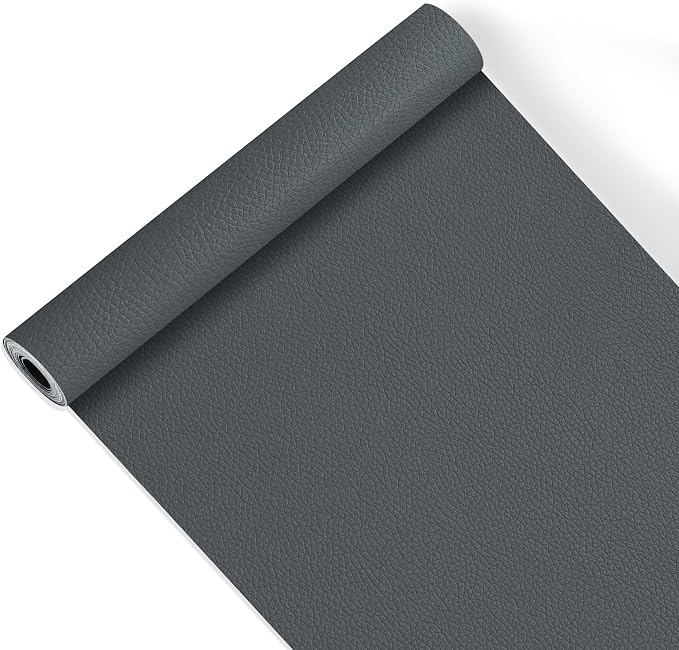 Leather Repair Patch Tape,16x63 inch Self Adhesive Leather Patches for Furniture,Vinyl Leather Repair Kit for Couches,Car Seats,Sofas,Office Chairs,Dark Gray
