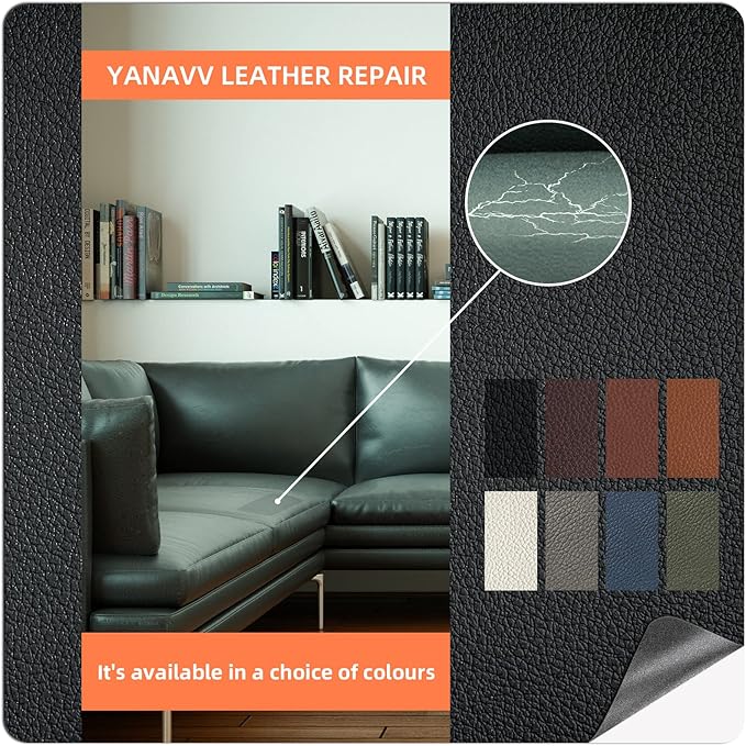 DXBULL Large Leather Repair Patch 35.4x78.7 inch Repair Tape Self-Adhesive for Furniture Sofas Car Seats Chair Couches Handbags Jackets Decorative Home Hotel Wall (Black)