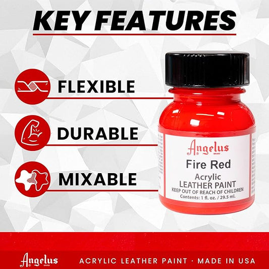 Angelus Acrylic Leather Paint, 1 Fl Oz (Pack of 1), Fire Red