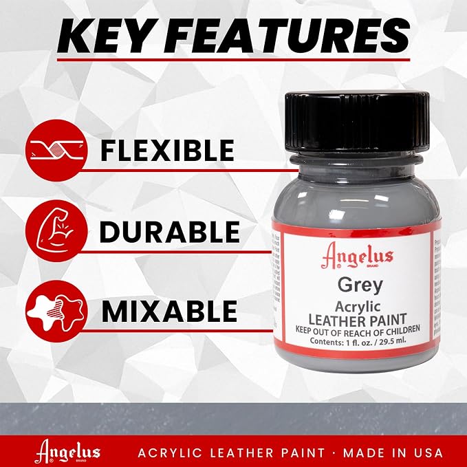 Angelus Acrylic Leather Paint, Grey, 1 oz.
