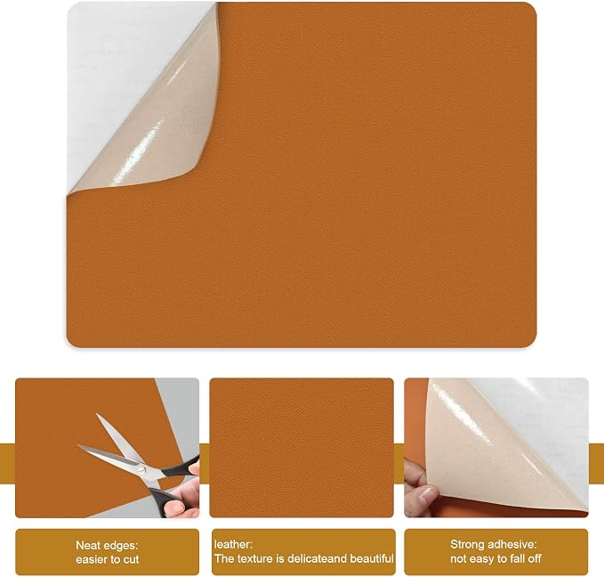 IANZE 2Pcs Leather Repair Patch, Self Adhesive Leather Repair Patch for Car Seats, Couches, Furniture, Sofa, Handbags, Office Chair (Light Tan)
