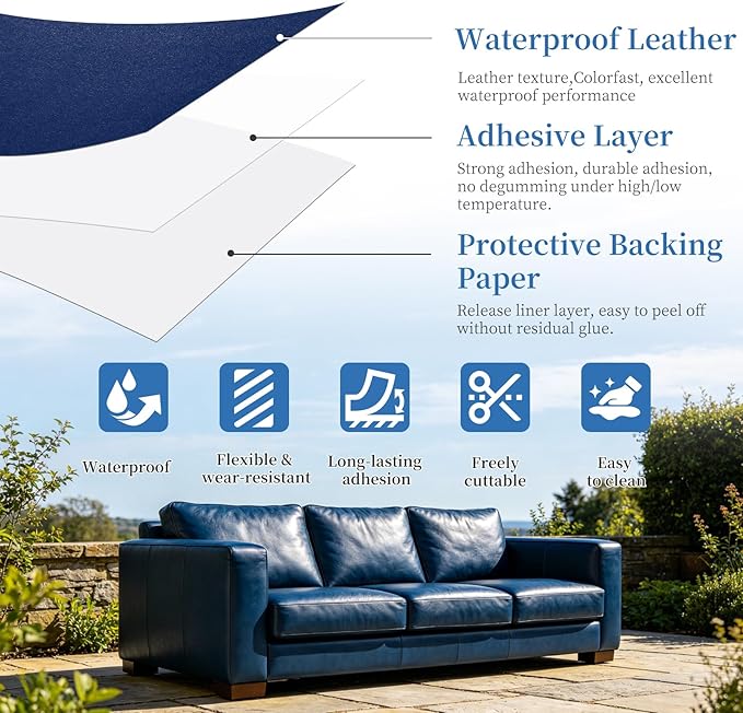 Fadoub Leather Repair Patch Tape Self-Adhesive, 8x11In Heavy Duty Vinyl Patch, Leather Repair Kit for Furniture, Sofa, Couch, Office Chair, Car Seat, Car Interior(Orange Red-Fine Grain)