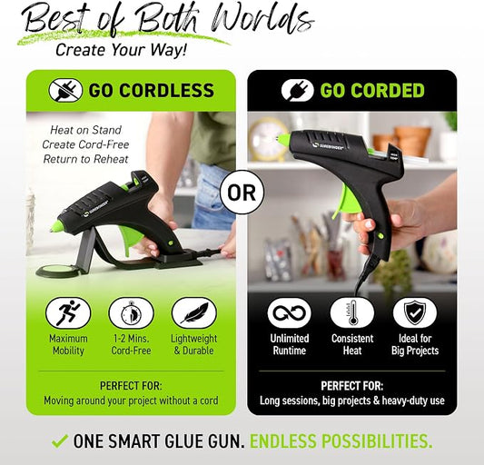 Surebonder Cordless Hot Glue Gun, High Temperature, Full Size, 60W, 50% More Power - Sturdily Bonds Metal, Wood, Ceramics, Leather & Other Strong Materials (Specialty Series CL-800F)