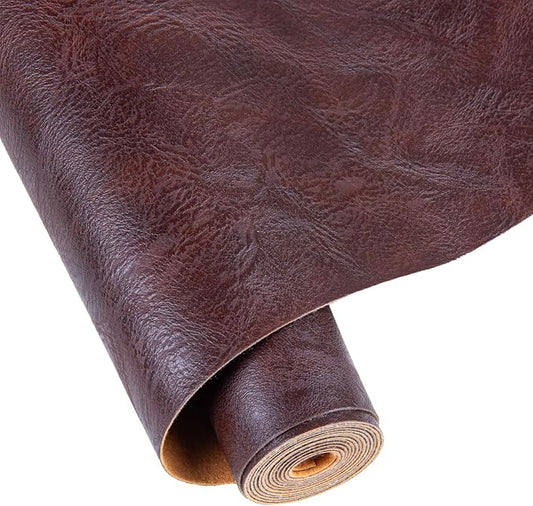 Faux Leather Fabric Sheet, 12 x 54 Inches, Texture Synthetic Material for DIY Crafts, Leather earings,Upholstery, Automotive, Sofa Projects Individual 1/3 Yard Cut (Dark Brown, 1/3 Yard)
