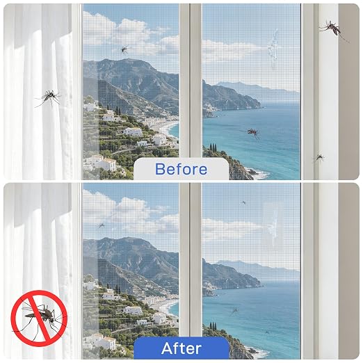 White Window Screen Repair Tape 4" x 35 FT Fiberglass Adhesive | Strong adhesive fiberglass screen repair tape; fixes holes & tears cut&stick indoor/outdoor window door use