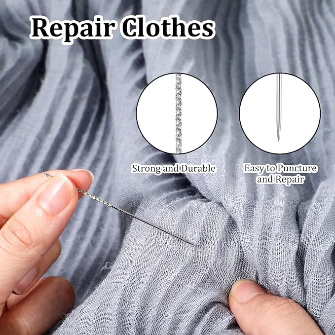 15Pcs Snag Nab It Tool 2.36 x 0.03 Inch Snag Repair Needle Tool with Case, Leather Stitching Needles Sharps for Woven Knitted Cloth Garments Drapes