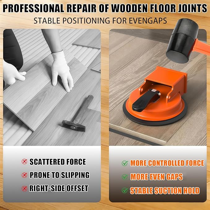 Floor Gap Fixer Tool, Newly Laminate Floor Gap Repair Tool, Enhanced Vacuum Suction Cup, Floor Suction Cup Tool for Gaps, Vinyl, Wood & Tile Flooring (Orange)